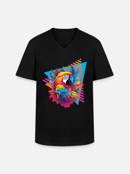 Parrot 80s style - Men's V-Neck T-Shirt - black