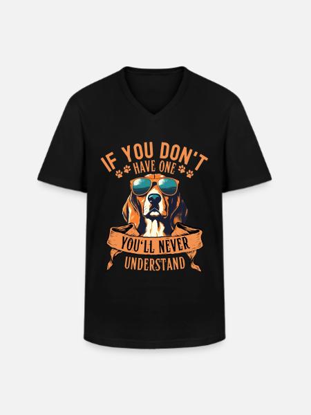 Beagle with sunglasses - Men's V-Neck T-Shirt - black