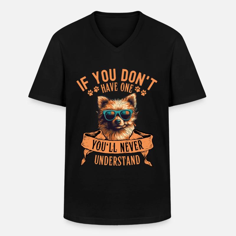 Zwergspitz mit sonnenbrille - Männer-T-Shirt mit V-Ausschnitt - Schwarz