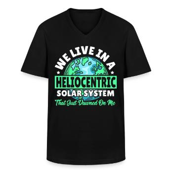 Planet STEM We Live In A Heliocentric Solar System - Men's V-Neck T-Shirt - black - Front - AI Model Male 178 dark (178cm)