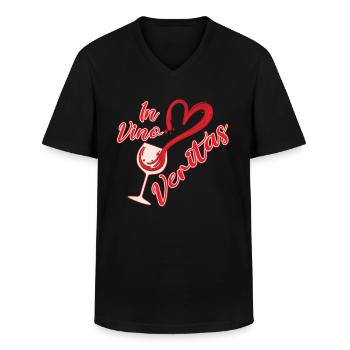 In Vino Veritas Herzglas - Männer-T-Shirt mit V-Ausschnitt - Schwarz - Vorne - AI Model Male 178 dark (178cm)