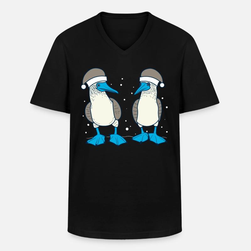 Blaufusstölpel Weihnachten - Männer-T-Shirt mit V-Ausschnitt - Schwarz