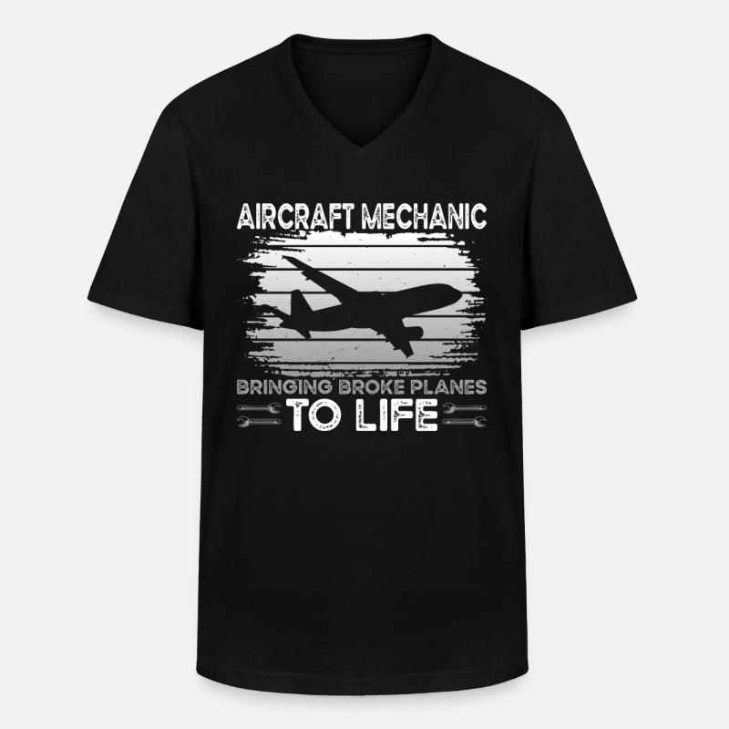 Flugzeugmechaniker Spruch - Männer-T-Shirt mit V-Ausschnitt - Schwarz