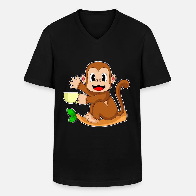 Monkey Coffee Mug - Men's V-Neck T-Shirt - black