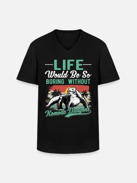 Komodowaran Waran Komododrache - Männer-T-Shirt mit V-Ausschnitt - Schwarz