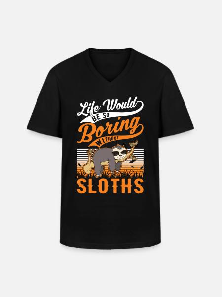 Sloth Gift Sloth - Men's V-Neck T-Shirt - black