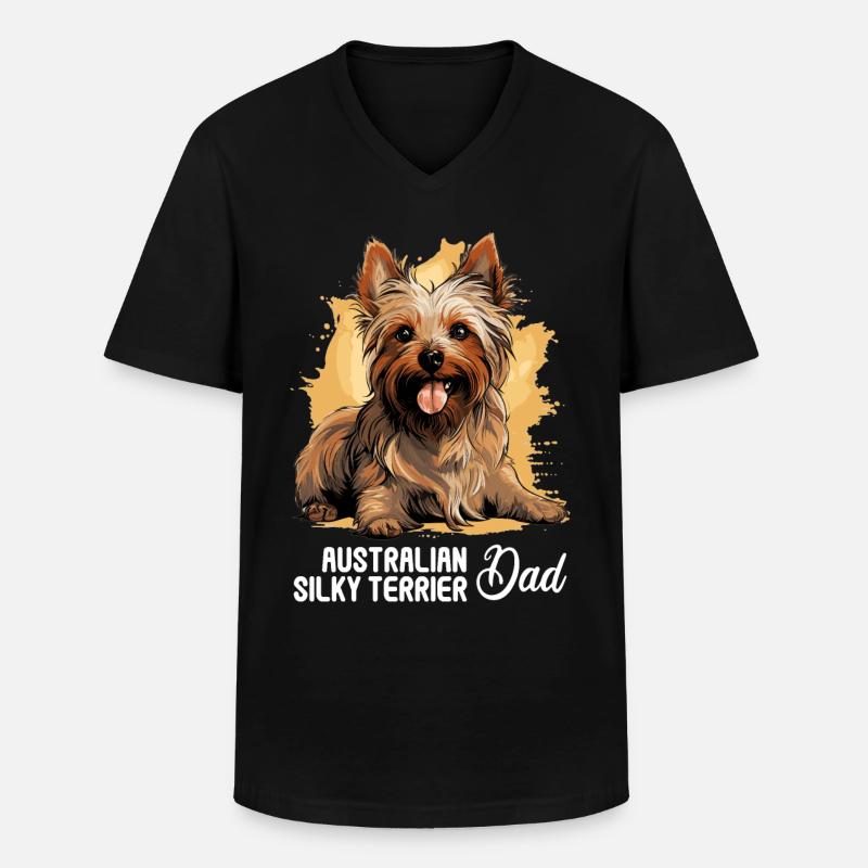 Australian Silky Terrier - Männer-T-Shirt mit V-Ausschnitt - Schwarz