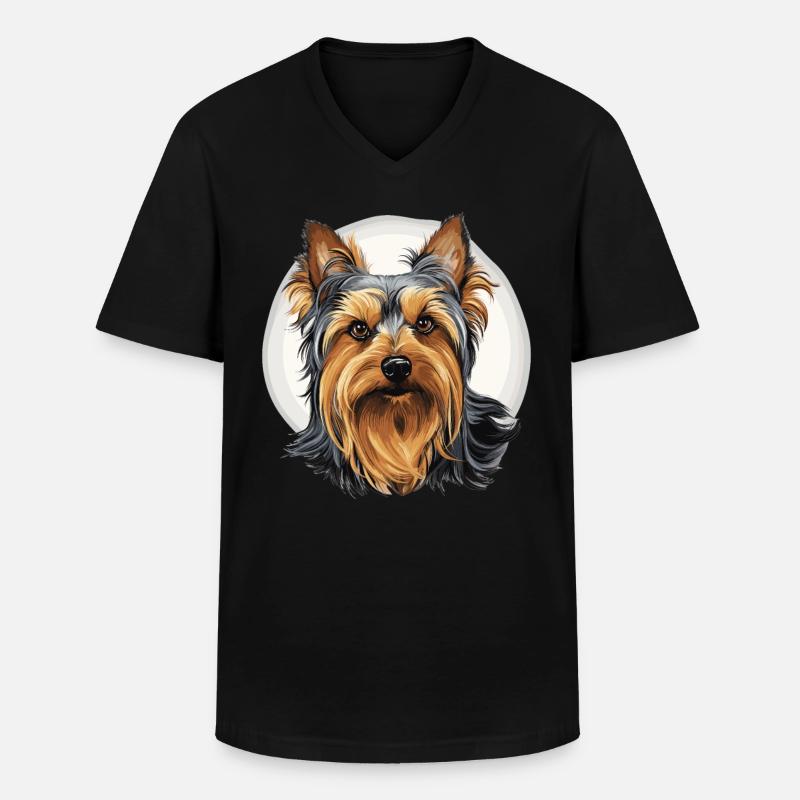 Australian Silky Terrier - Männer-T-Shirt mit V-Ausschnitt - Schwarz