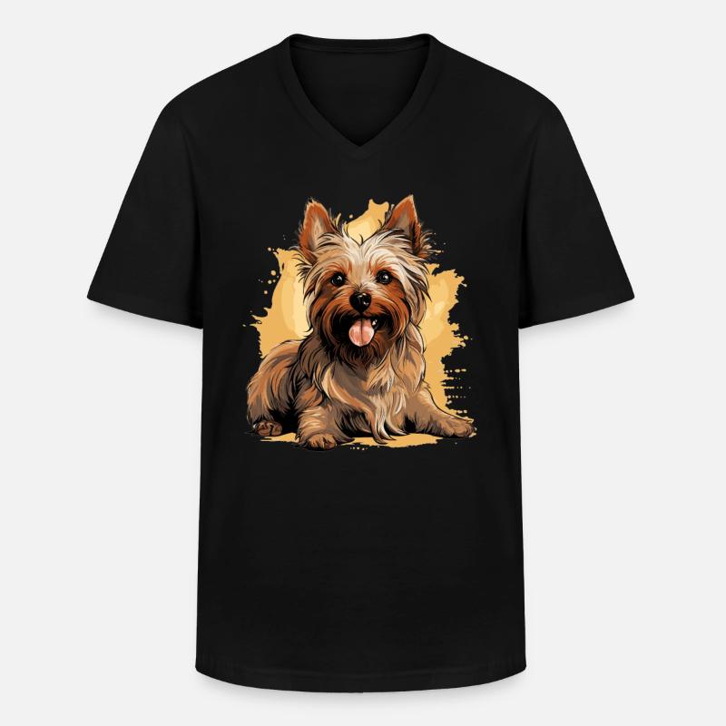 Australian Silky Terrier - Männer-T-Shirt mit V-Ausschnitt - Schwarz