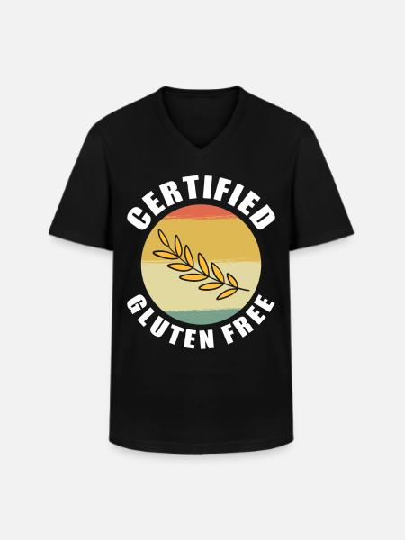 Certified Gluten Free - Men's V-Neck T-Shirt - black