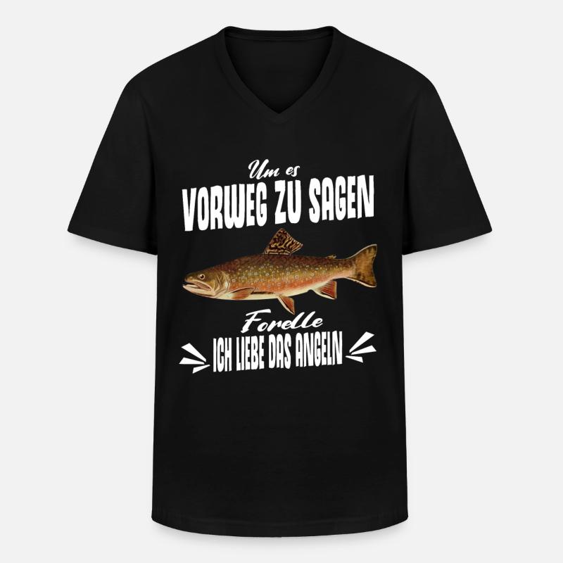 Forellen Angeln - Männer-T-Shirt mit V-Ausschnitt - Schwarz