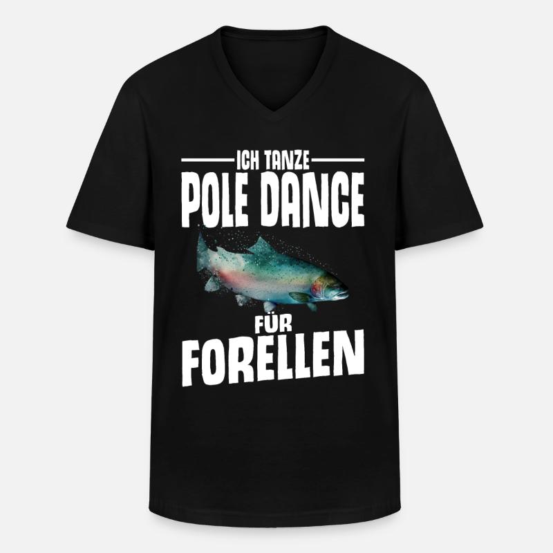 Forellen Angeln - Männer-T-Shirt mit V-Ausschnitt - Schwarz