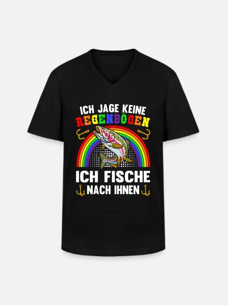 Forellen Angeln - Männer-T-Shirt mit V-Ausschnitt - Schwarz