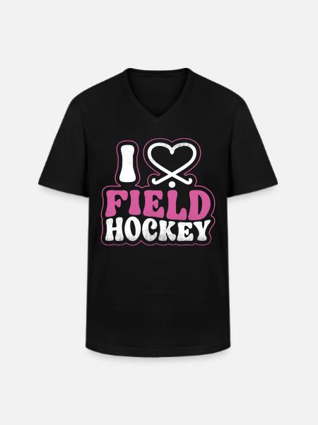 Field Hockey Heart I Love Field - Men's V-Neck T-Shirt - black