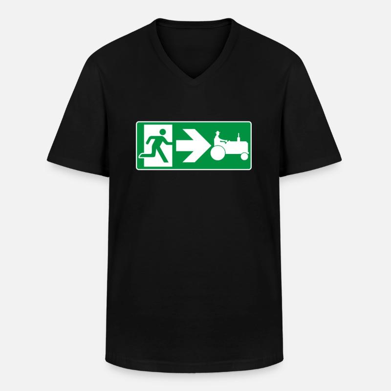 Notausgang Traktor Traktorfahrer - Männer-T-Shirt mit V-Ausschnitt - Schwarz
