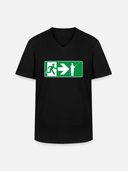 Emergency Exit Fishing Angler - Men's V-Neck T-Shirt - black