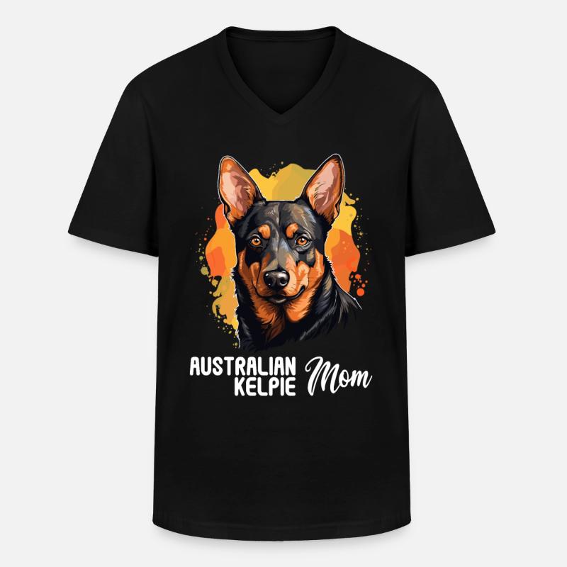 Hund Australian Kelpie - Männer-T-Shirt mit V-Ausschnitt - Schwarz