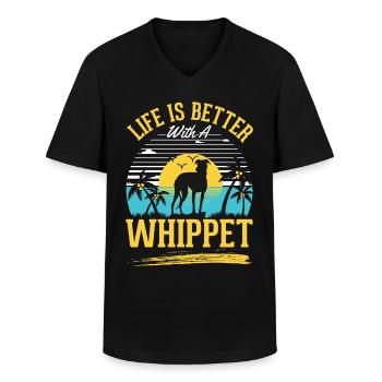 Das Leben ist besser mit einem Whippet - Männer-T-Shirt mit V-Ausschnitt - Schwarz - Vorne - AI Model Male 178 dark (178cm)