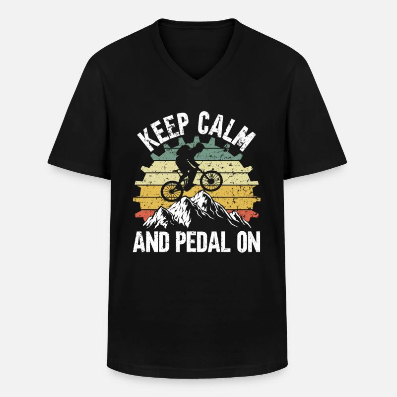 MTB Keep Calm - Männer-T-Shirt mit V-Ausschnitt - Schwarz