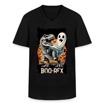 Halloween Dinosaurier Dino T-Rex Boo - Männer-T-Shirt mit V-Ausschnitt - Schwarz - Vorne - AI Model Male 178 dark (178cm)