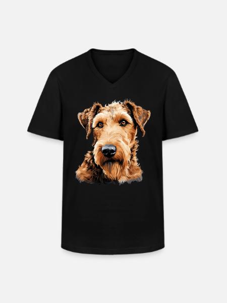 Dog Airedale Terrier - Men's V-Neck T-Shirt - black