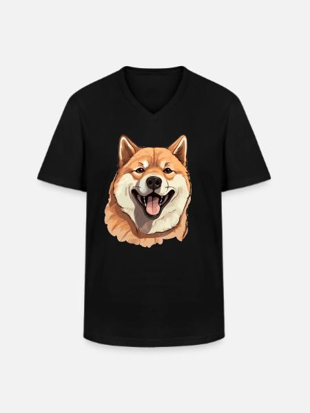 Dog Akita Inu - Men's V-Neck T-Shirt - black