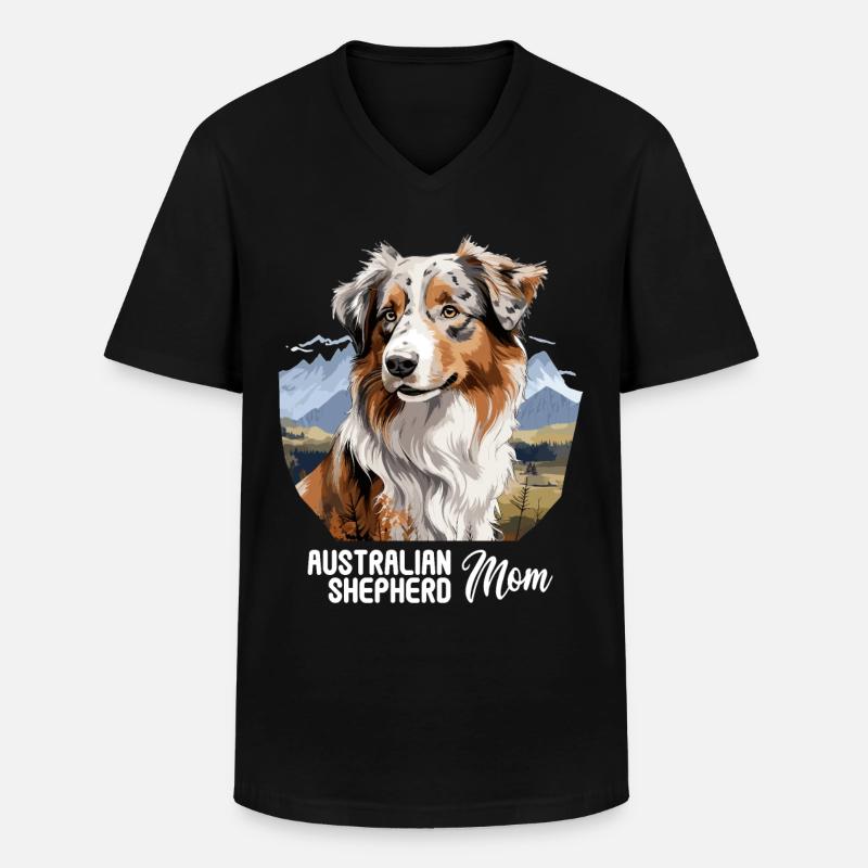 Hund Australian Shepherd - Männer-T-Shirt mit V-Ausschnitt - Schwarz