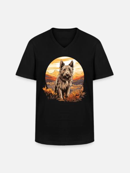 Dog Berger Picard - Men's V-Neck T-Shirt - black