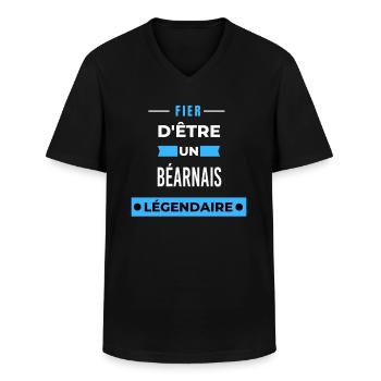 Fier d'être un légendaire BÉARNAIS HUMOUR - T-shirt col V Homme - noir - Devant - AI Model Male 178 dark (178cm)
