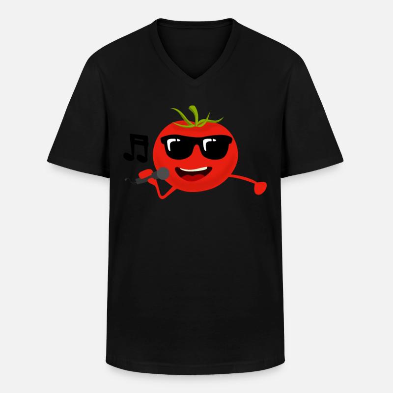Tomato Singing Tomatoes - Männer-T-Shirt mit V-Ausschnitt - Schwarz