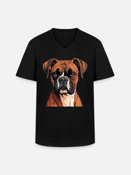 Chien Boxer - T-shirt col V Homme - noir