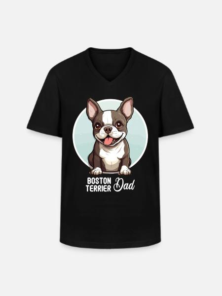 Dog Boston Terrier - Men's V-Neck T-Shirt - black