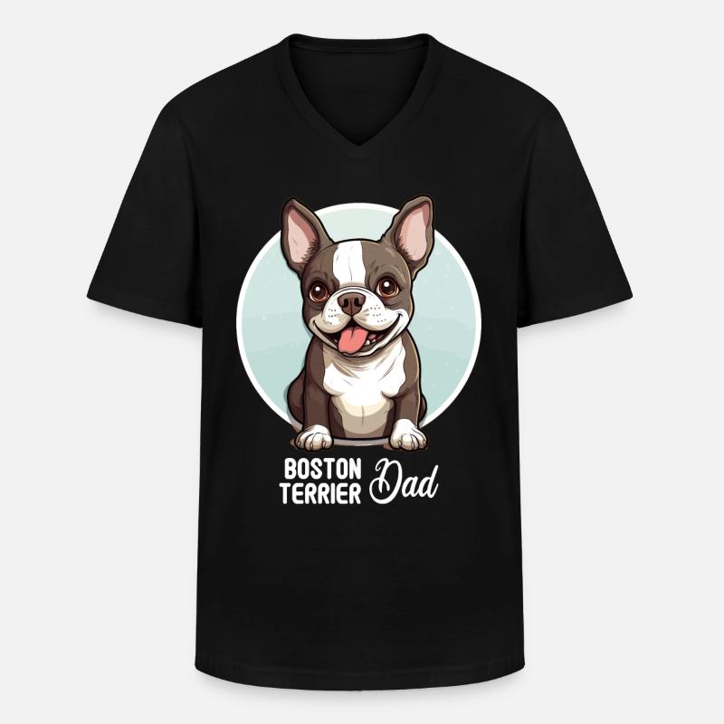 Hund Boston Terrier - Männer-T-Shirt mit V-Ausschnitt - Schwarz