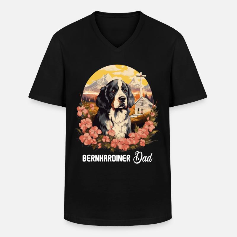 Hund Bernhardiner - Männer-T-Shirt mit V-Ausschnitt - Schwarz