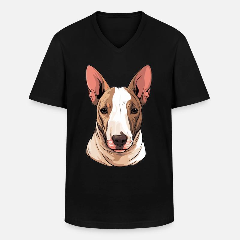 Hund Bullterrier - Männer-T-Shirt mit V-Ausschnitt - Schwarz