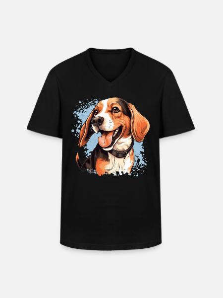 Dog Beagle - Men's V-Neck T-Shirt - black