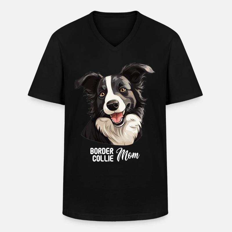 Hund Border Collie - Männer-T-Shirt mit V-Ausschnitt - Schwarz