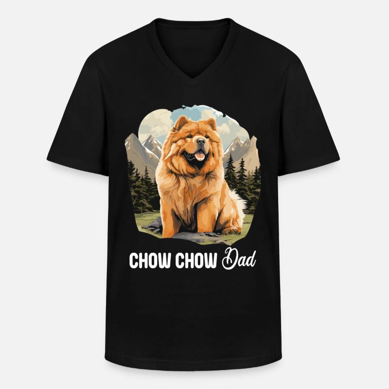 Hund Chow Chow - Männer-T-Shirt mit V-Ausschnitt - Schwarz