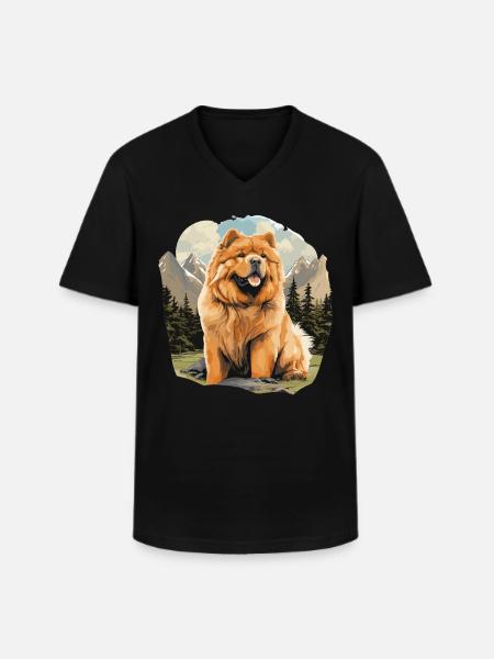 Hund Chow Chow - Männer-T-Shirt mit V-Ausschnitt - Schwarz