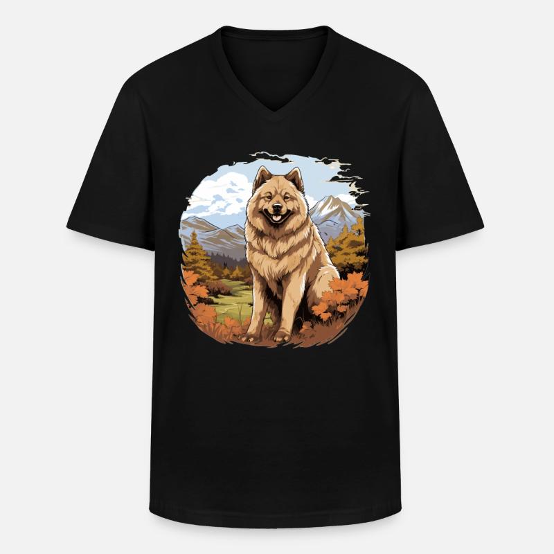 Hund Eurasier - Männer-T-Shirt mit V-Ausschnitt - Schwarz