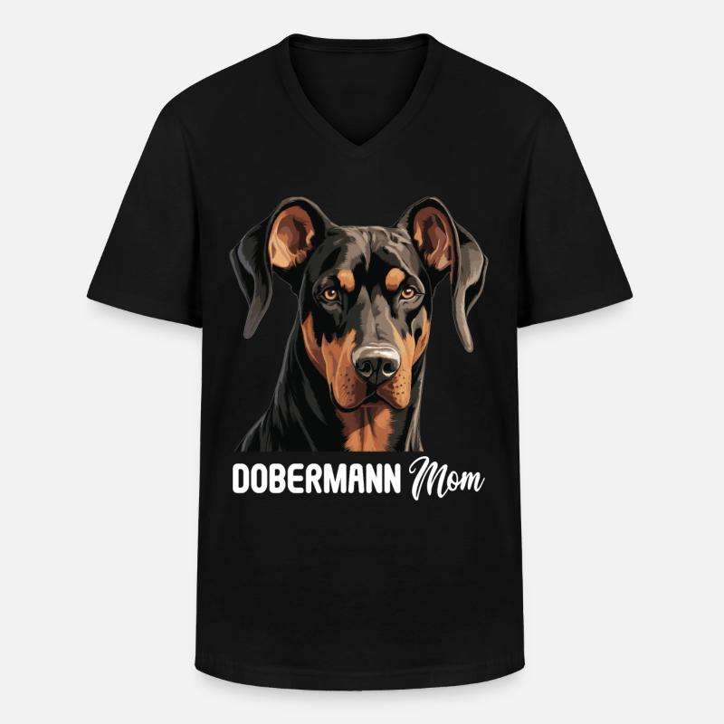 Hund Dobermann - Männer-T-Shirt mit V-Ausschnitt - Schwarz