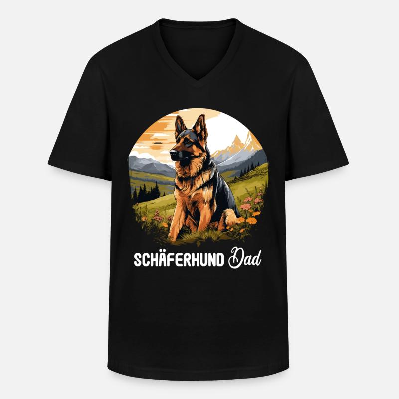 Hund Schäferhund - Männer-T-Shirt mit V-Ausschnitt - Schwarz