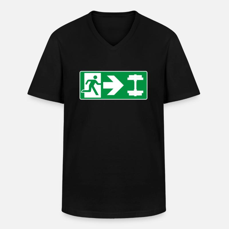 Emergency Exit Dumbbell Gym - Men's V-Neck T-Shirt - black