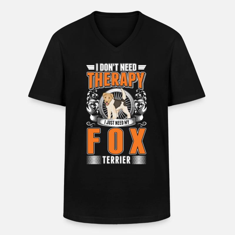 Foxterrier Therapie - Männer-T-Shirt mit V-Ausschnitt - Schwarz