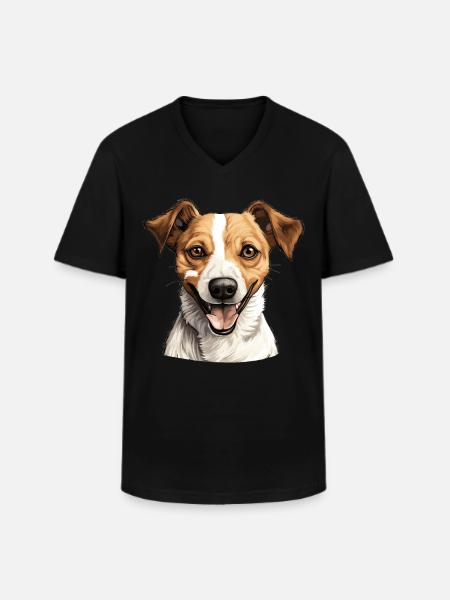 Hund Jack Russell - Männer-T-Shirt mit V-Ausschnitt - Schwarz