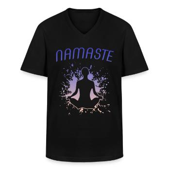namaste - Männer-T-Shirt mit V-Ausschnitt - Schwarz - Vorne - AI Model Male 178 dark (178cm)