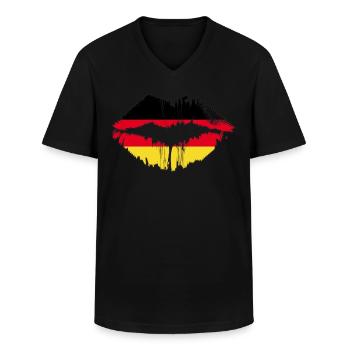 Germany Country Flag German Roots Kiss Lips - Männer-T-Shirt mit V-Ausschnitt - Schwarz - Vorne - AI Model Male 178 dark (178cm)