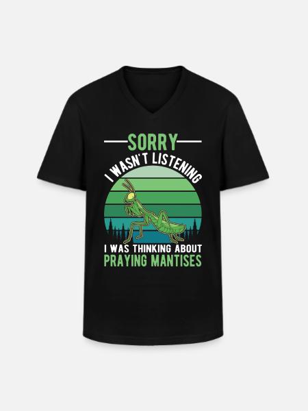 Gottesanbeterin Geschenk Mantis Fangschrecke - Männer-T-Shirt mit V-Ausschnitt - Schwarz