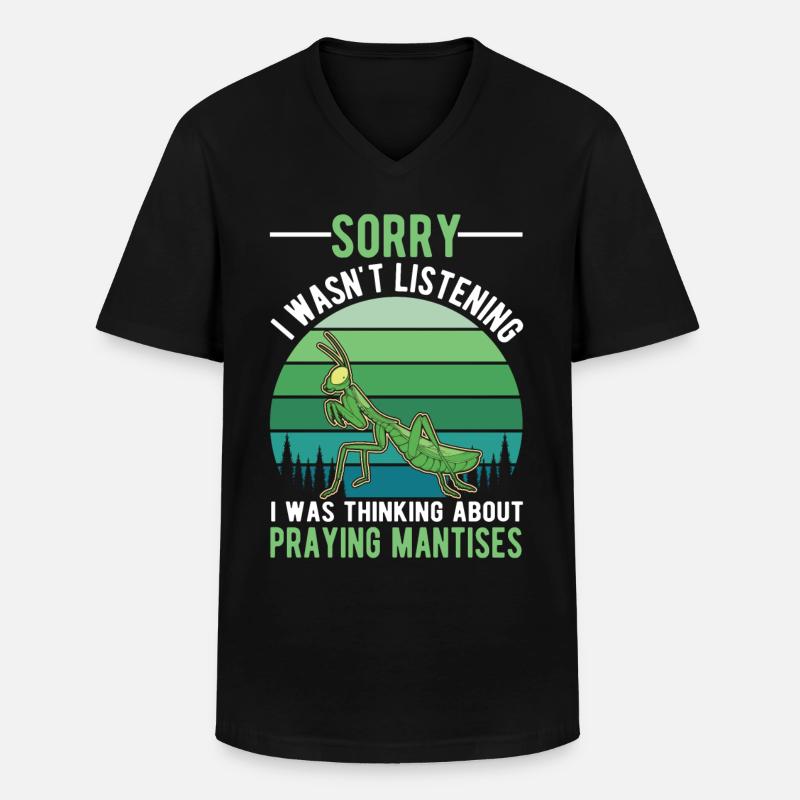 Gottesanbeterin Geschenk Mantis Fangschrecke - Männer-T-Shirt mit V-Ausschnitt - Schwarz