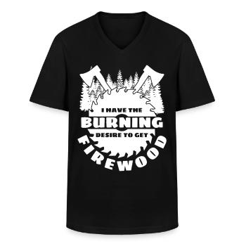 Oven Fireplace Firewood Fire Wood - Men's V-Neck T-Shirt - black - Front - AI Model Male 178 dark (178cm)